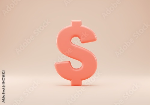 Stylish 3D dollar sign for financial themes