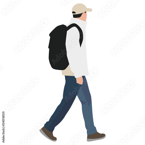 Man walking illustration backpack person vector