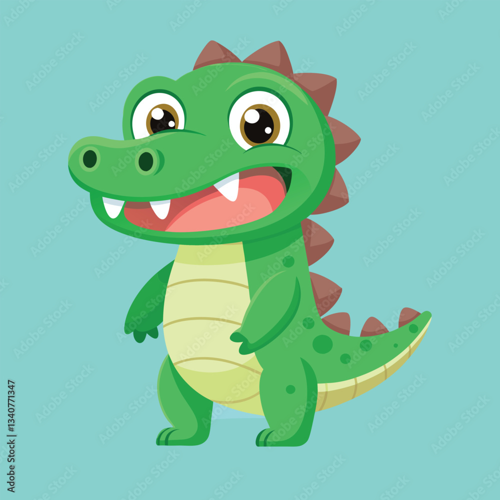 Fototapeta premium Cartoon Crocodile with Friendly Expression