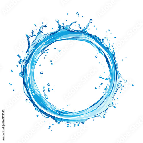 Water circle splash illustration blue art vector