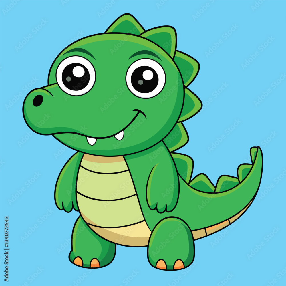 Naklejka premium Charming Crocodile with Big Eyes Vector Art