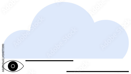 Stylized blue cloud with minimalistic eye design symbolizes connectivity, data storage, and vision. Ideal for technology, security, cloud computing, innovation, surveillance, creativity strategy