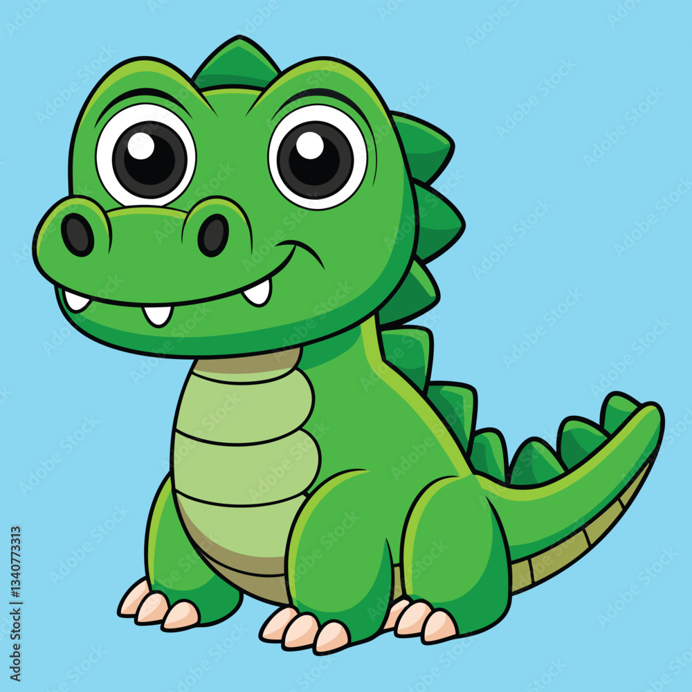 Naklejka premium Happy Cartoon Alligator with Big Smile