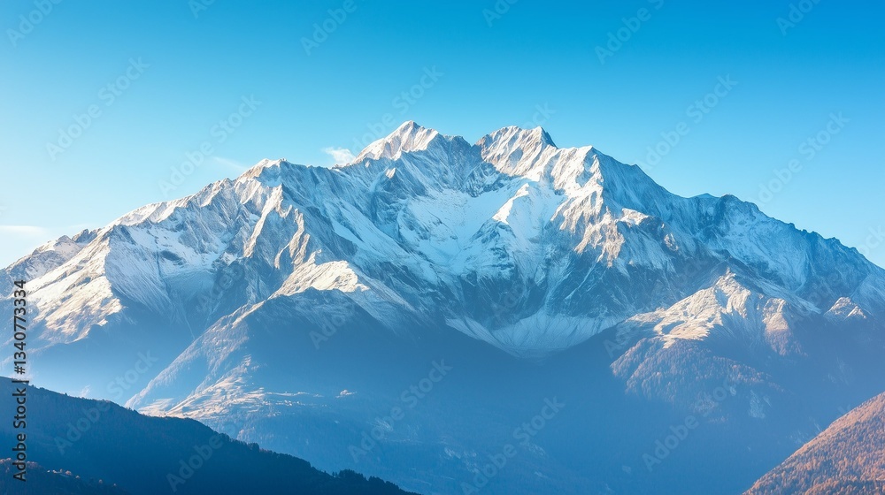 custom made wallpaper toronto digitalThe sunrise illuminates a snow-covered mountain peak against a clear blue sky