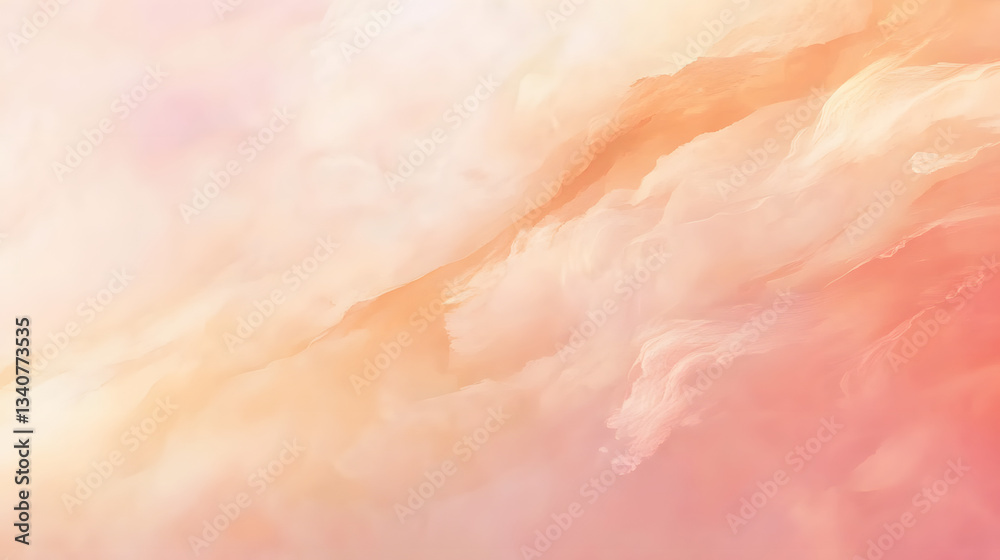 Fototapeta premium Pastel background with orange and cream strokes simple design for beauty banner background.