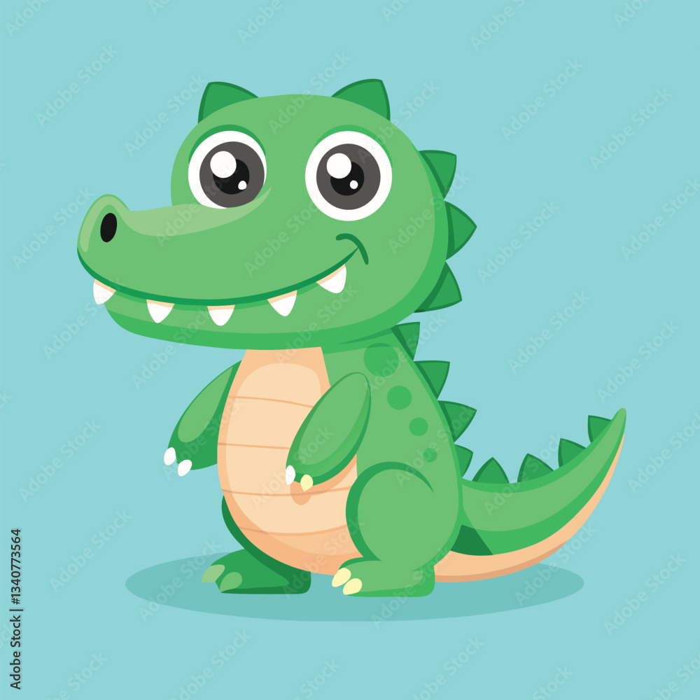 Fototapeta premium Friendly Crocodile Character Digital Artwork