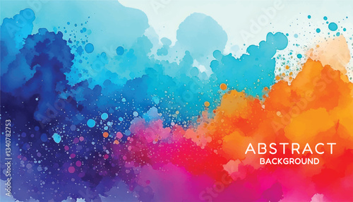 Abstract splashes of brightly colored watercolor paint splashing brush strokes across the background.