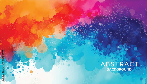Abstract splashes of brightly colored watercolor paint splashing brush strokes across the background.