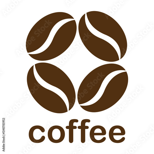 Coffee beans minimal logo design. Black and white retro vector illustration.