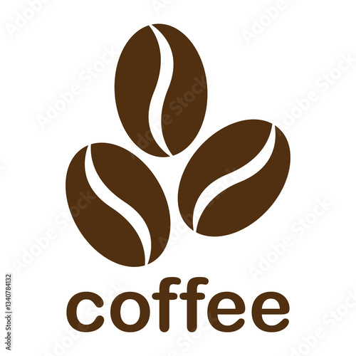 Black and white coffee beans icon. Minimal vector design. Retro logo template.