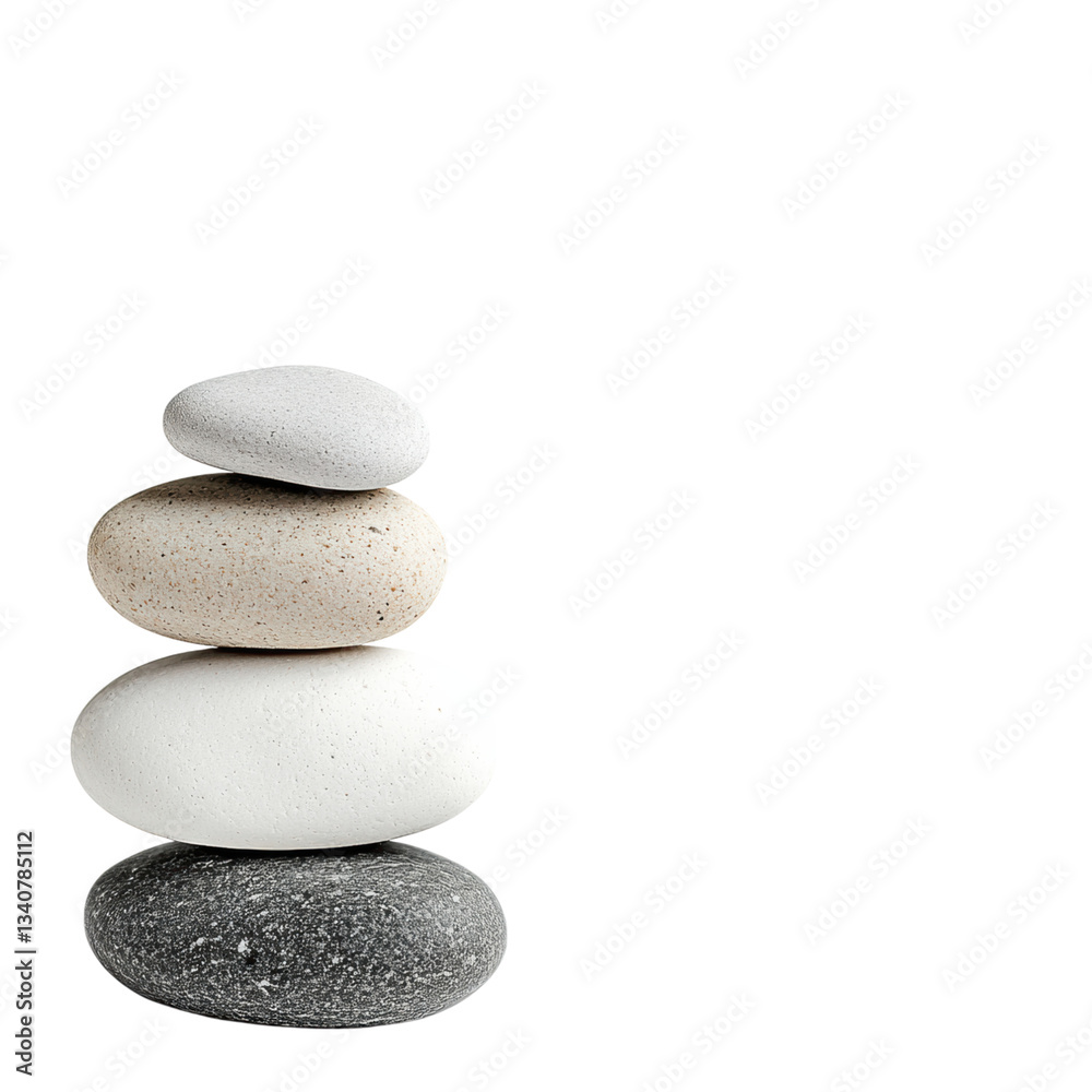 isolated transparent Background. Stacked smooth river stones in neutral tones, symbolizing balance and calm isolated transparent Background. Stacked smooth river stones in neutral tones, symbolizing balance and calm