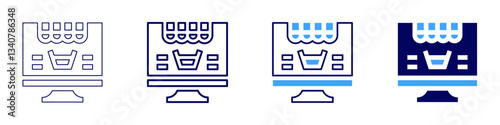 Automated chatbot shopping icon in 4 different styles. Thin Line, Line, Bold Line, Duotone. Duotone style. Editable stroke