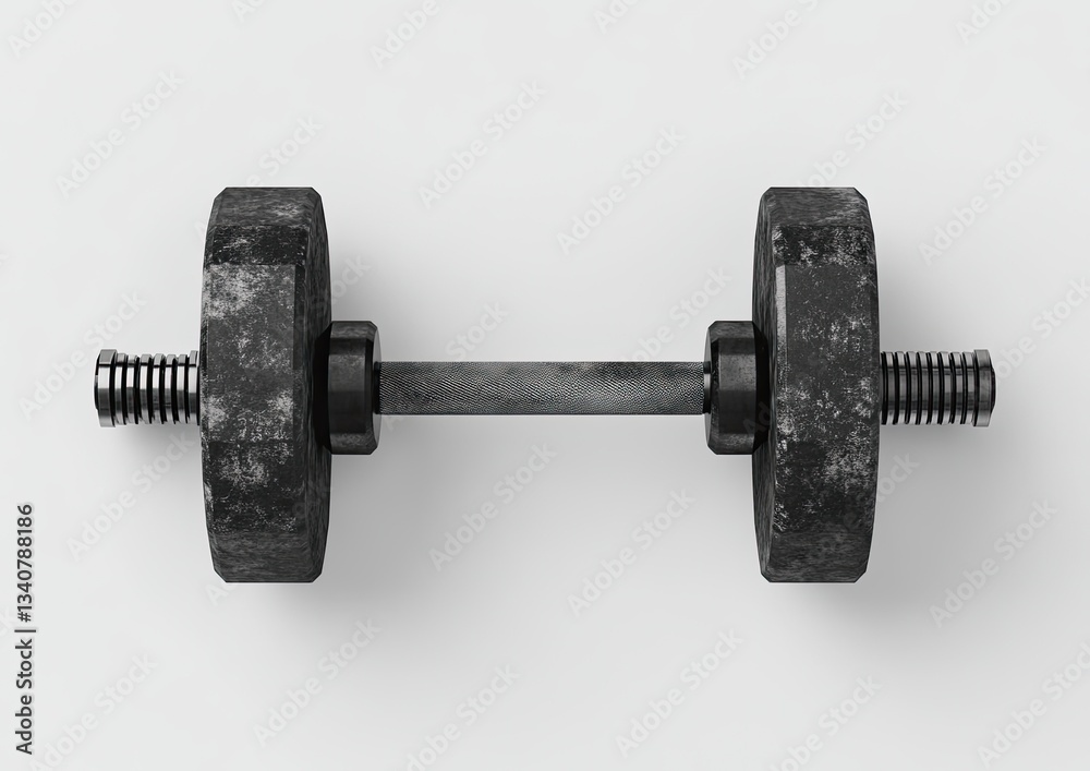 Fototapeta premium A pair of worn dumbbells. The weights show signs of use