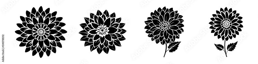 dahlia flower icon, dahlia flower silhouette vector illustration-simple silhouette illustration of dahlia flower, perfect for dahlia flower logos and icons