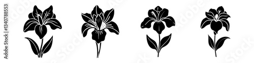 iris flower icon, iris flower silhouette vector illustration-simple silhouette illustration of iris flower, perfect for iris flower logos and icons
