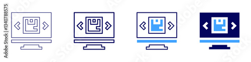 Digital twin storefronts icon in 4 different styles. Thin Line, Line, Bold Line, Duotone. Duotone style. Editable stroke