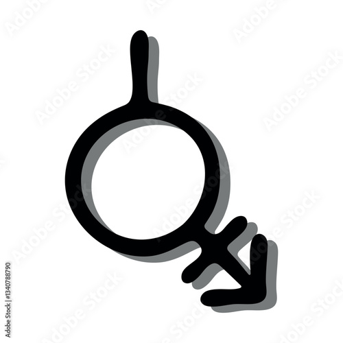 Hand drawn bigender (androgyne and neutrois) gender identity icon Symbol used to represent sex and gender