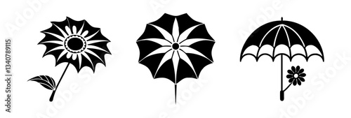 sunshade flower icon, sunshade flower silhouette vector illustration-simple silhouette illustration of sunshade flower, perfect for sunshade flower logos and icons