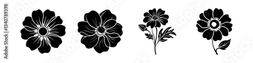 anemone flower icon, anemone flower silhouette vector illustration-simple silhouette illustration of anemone flower, perfect for anemone flower logos and icons