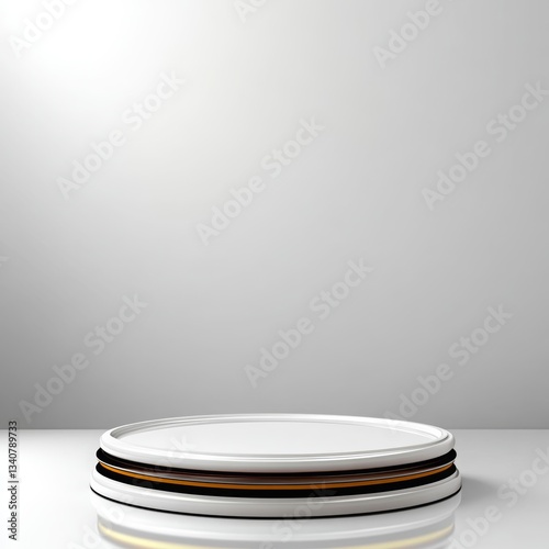 Stacking, minimal and sleek of dishes on a table with a neat arrangement for plate setting. Simplicity, tabletop and minimalist style, pristine plates