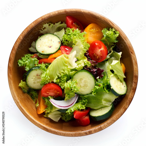 A Vibrant Garden Salad Brimming With Fresh Cucumbers, Tomatoes, And Crisp Lettuce, Nestled In A Rustic Wooden Bowl, Radiating Healthy Freshness