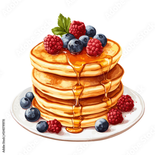Illustration background white Pancake pancakes vector