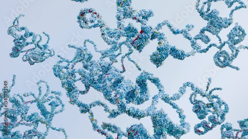 Molecular structure of human Insulin like growth factors, biological concept, chemistry and biochemistry, loop, cartoon model, interlaced hydrophobic side chains, IGFBP-5 and IGF-I, 3d render