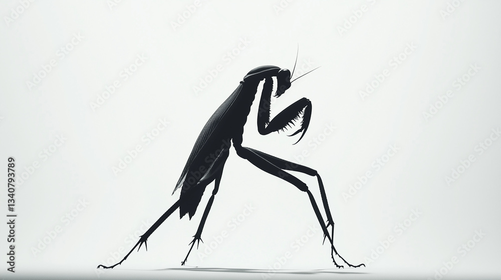 Praying Mantis in a Striking Pose with Dramatic Lighting Praying Mantis in a Striking Pose with Dramatic Lighting
