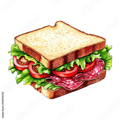 Sandwich illustrations vintage-inspired background white vector