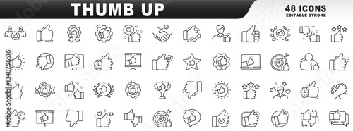 Wallpaper Mural Big set of thumb up related line icons. Editable stroke Torontodigital.ca