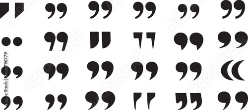 Various Quotation Marks and Apostrophes Icons Silhouette vector