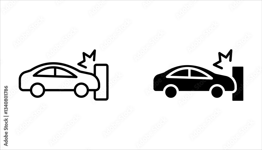 Fototapeta premium Car accident icon set, vector vector illustration on white background.