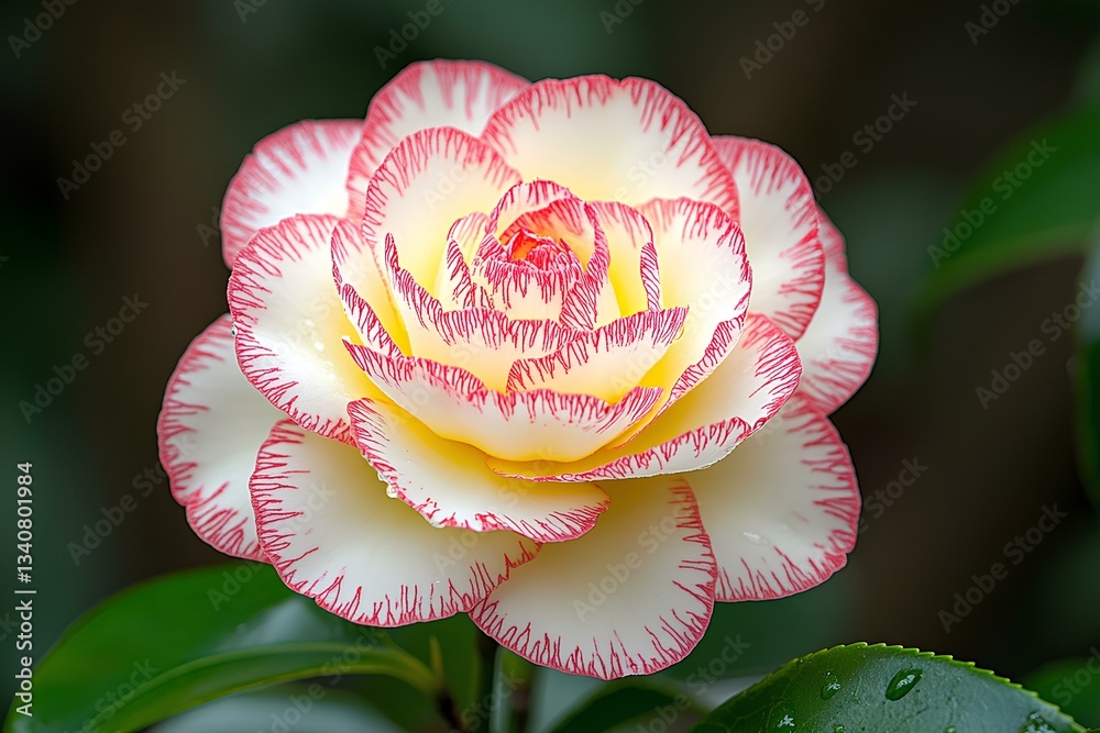 A multi-colored brocade lollipop flower - blooming flower, rich petals - gradual change of color petals, pink, white, red, yellow interweaving - delicate petal texture