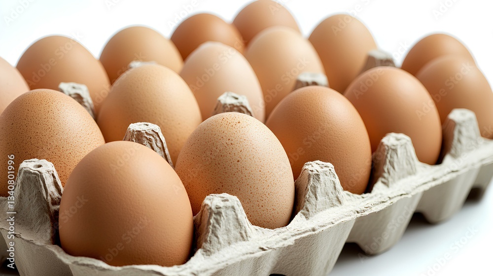 Eggs in a carton isolated on White background