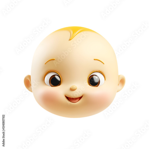 Cheerful 3D Rendered Baby Emoji Symbol Isolated on White Background