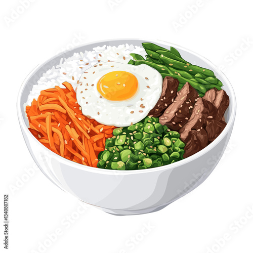 Background white egg on top Illustration Korean food vector