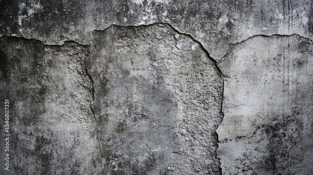 Obraz premium Cracked and aged concrete wall displays a textured and distressed surface