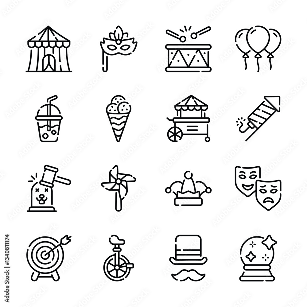 Naklejka premium Grab this creatively designed outline collection of carnival show