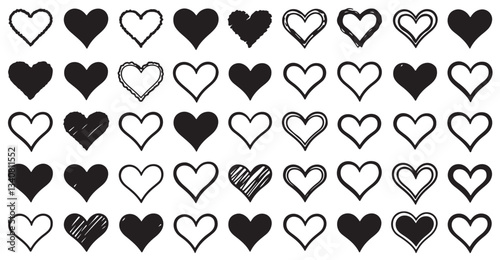Abstract geometric heart and people vector set for Valentine's Day design