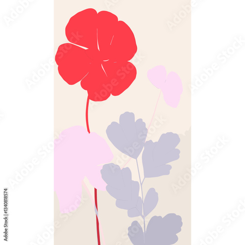 Simple colorful garden flowers minimalist art illustration vector