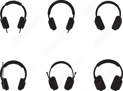 Headphones different icons set. Vector illustration