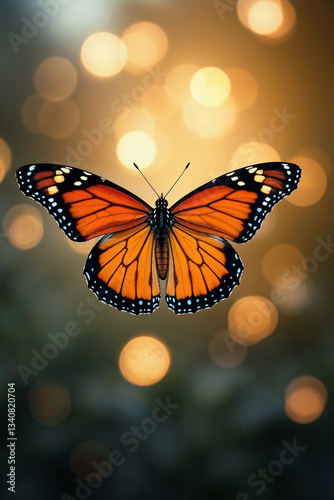 Graceful Monarch Butterfly in Golden Light, created with generative AI technology	
