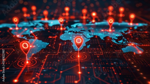 Global network visualization showing vulnerabilities in data protection and firewalls against malware attacks