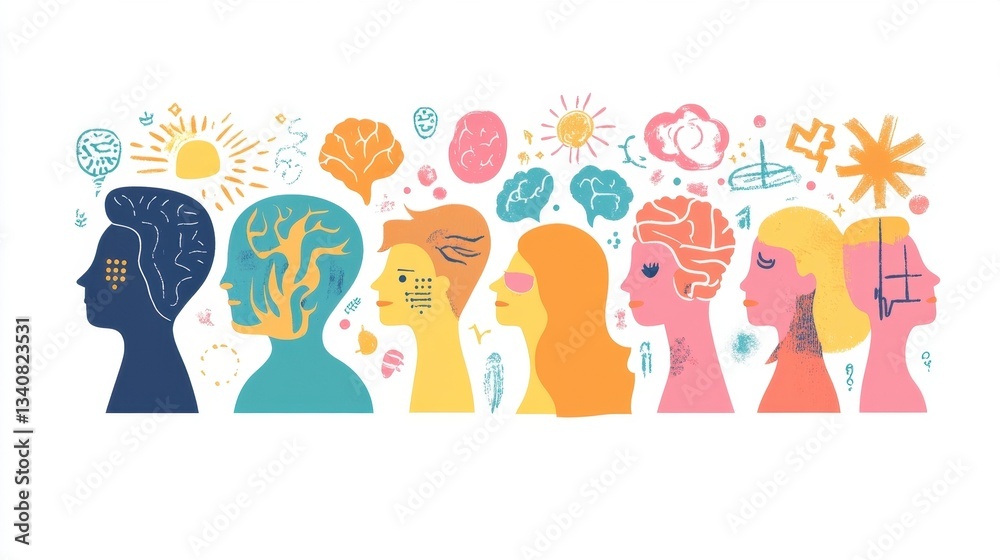 Fototapeta premium Diverse Profiles of Thoughtful Minds