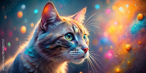 Surreal Close-Up of Feline Acne: Soft Focus, Dreamlike Cat Portrait