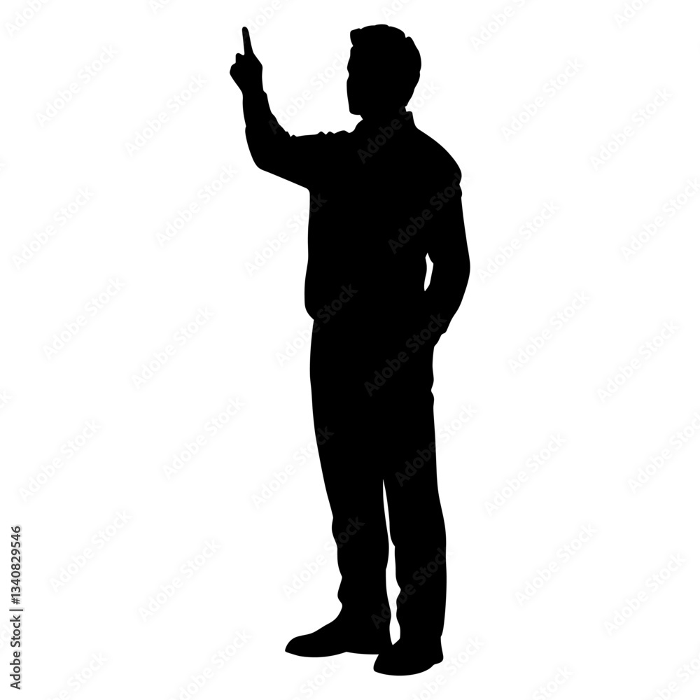 Man pointing finger up silhouette illustration background vector Man pointing finger up silhouette illustration background vector