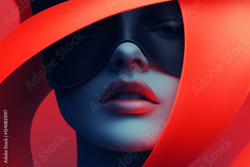 An abstract illustration of a masked silhouette blending into a gradient background, emphasizing secrecy and elegance