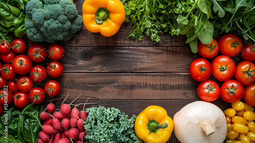 vegetables on wooden background