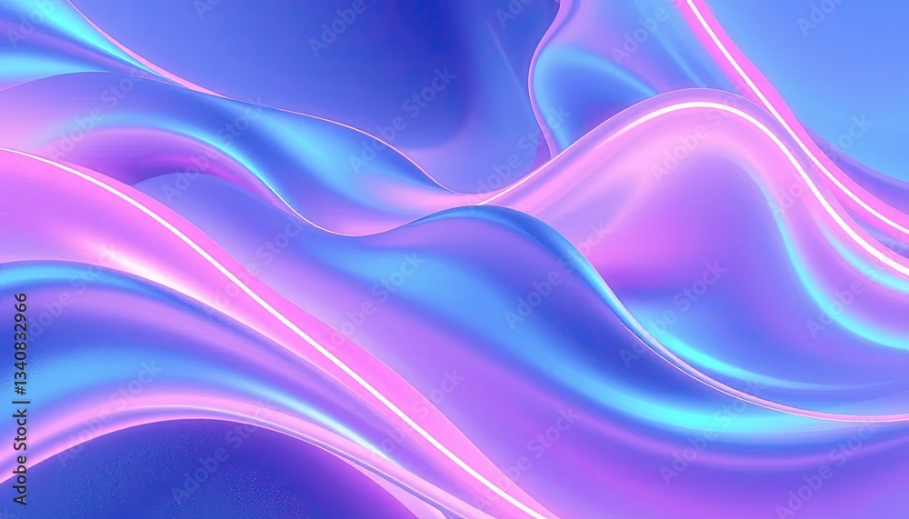 Naklejka premium Serene Dreamscape Of Iridescent, Flowing Pastel Fabrics In A Blissful, Ethereal Digital Art Piece