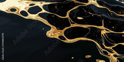 A close-up of the black water surface, golden light, Ai generated